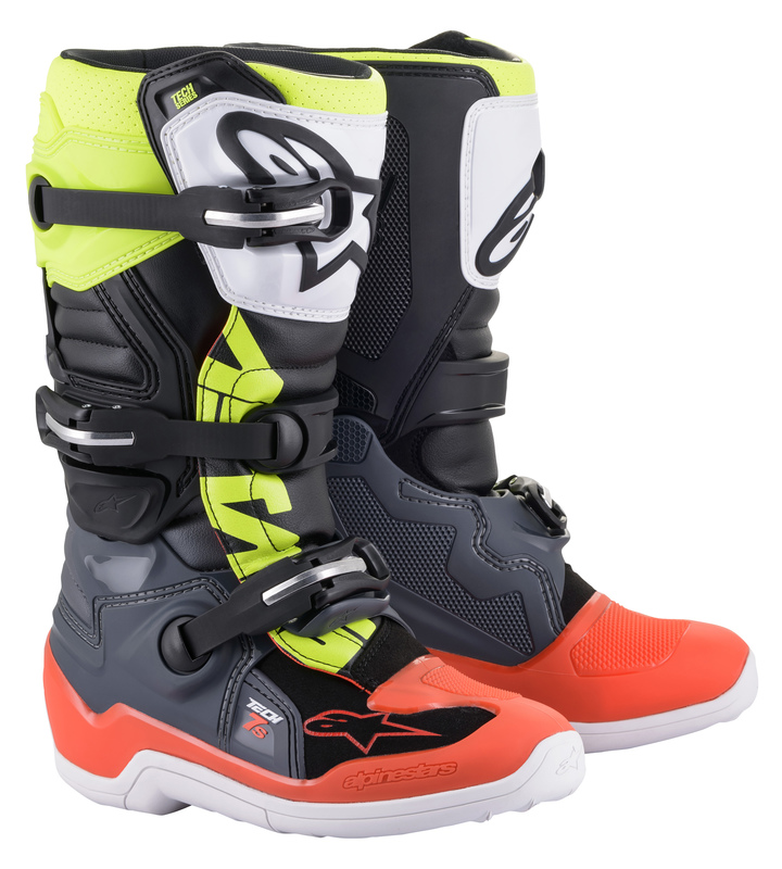 Alpinestars Ajosaapas Tech 7s Nuorten Harmaa/Punainen/Fluo Kelt.