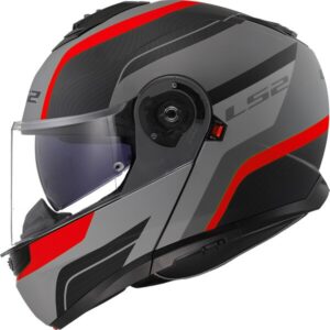 LS2 FF908 Strobe II Avattava kypärä Monza Musta- Harmaa- Punainen