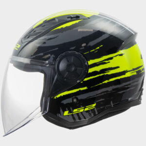 LS2 OF616 AIRFLOW II BRUSH BLACK H-V YELLOW